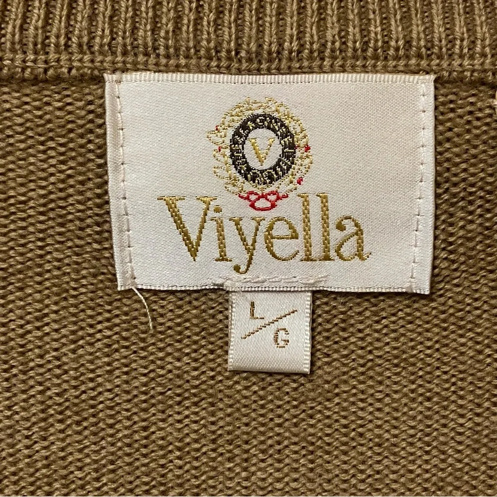 Viyella Merino Wool Tan V-Neck Sweater